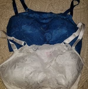 Two wireless lace cami bras